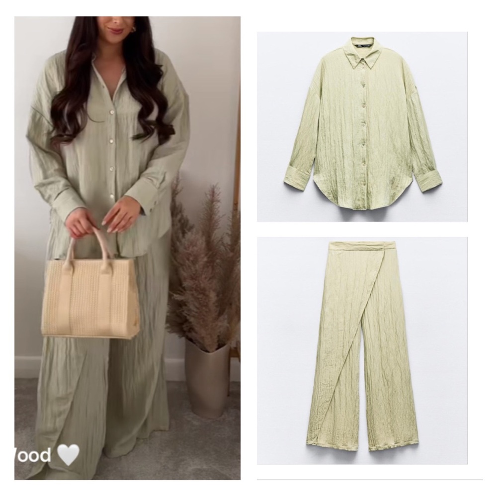 NWT Zara wrinkled look short and pants set